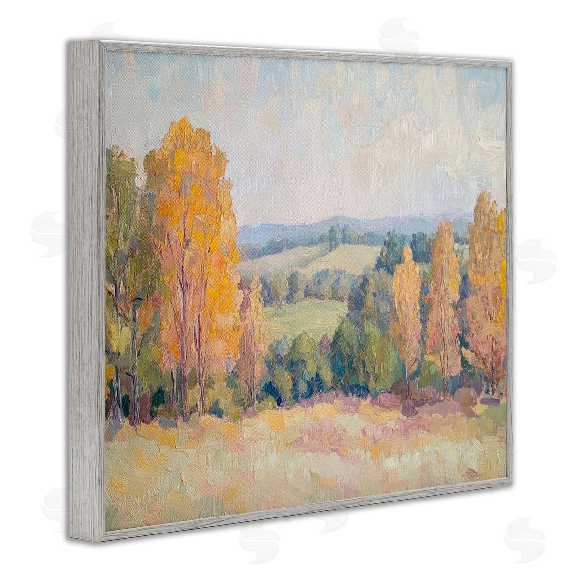 Countryside in Autumn Grey Frame Print Wall Art, Home Decor by Petal Prints Design