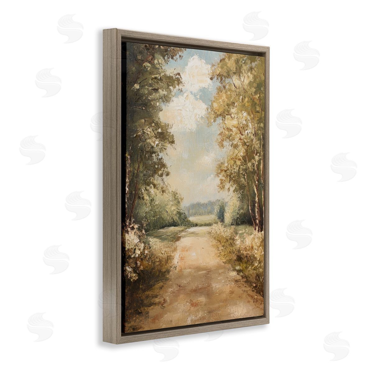 Walk Through Country Forest Brown Floating Frame Canvas Wall Art, Home Decor by Petal Prints Design