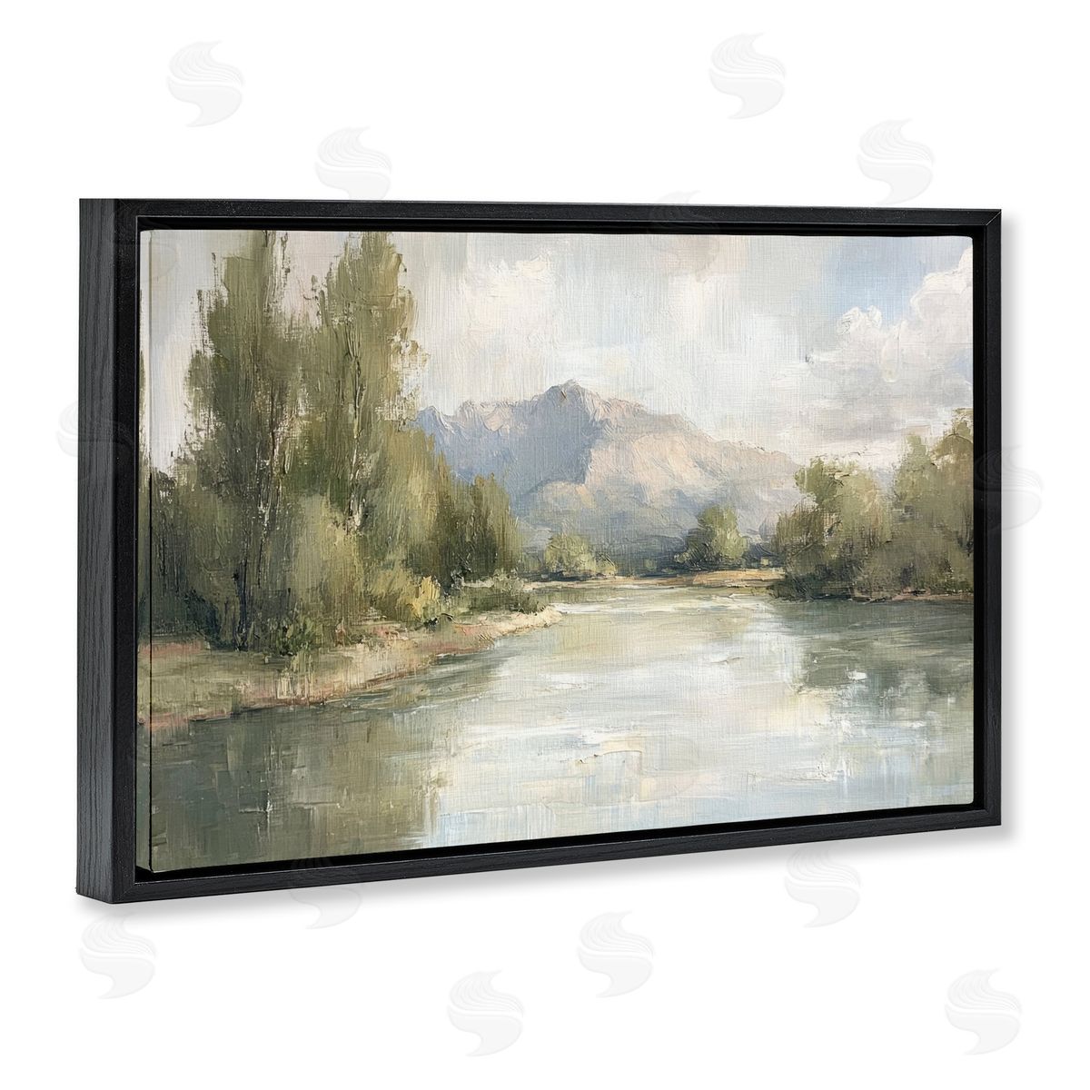 Where The River Goes Black Floating Frame Canvas Wall Art, Home Decor by Petal Prints Design