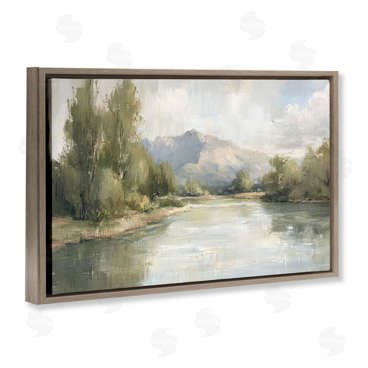Where The River Goes Brown Floating Frame Canvas Wall Art, Home Decor by Petal Prints Design
