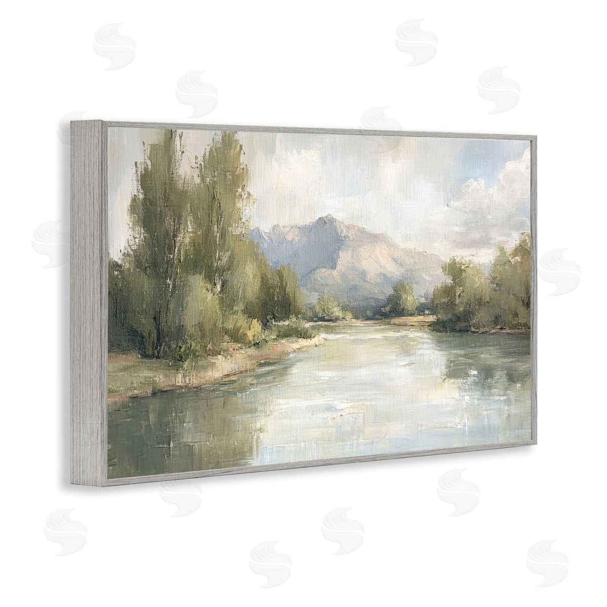 Where The River Goes Grey Frame Print Wall Art, Home Decor by Petal Prints Design