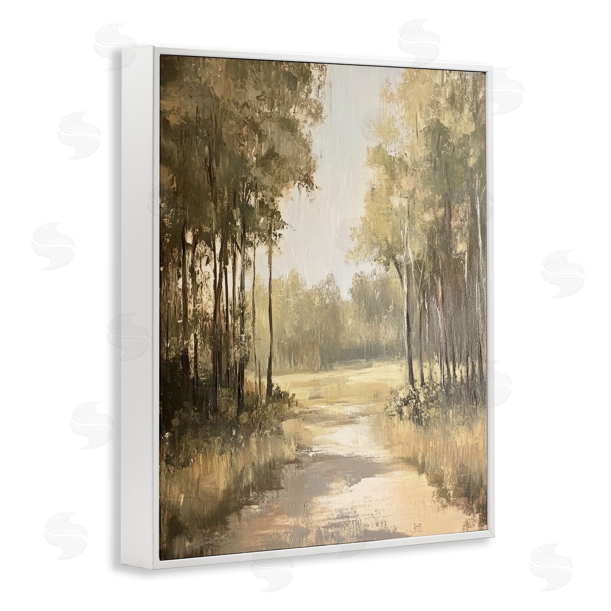 To The Woods Pathway White Frame Print Wall Art, Home Decor by Petal Prints Design