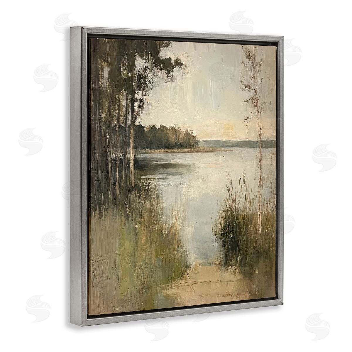 Wild Grasses by Lakeside Grey Floating Frame Canvas Wall Art, Home Decor by Petal Prints Design