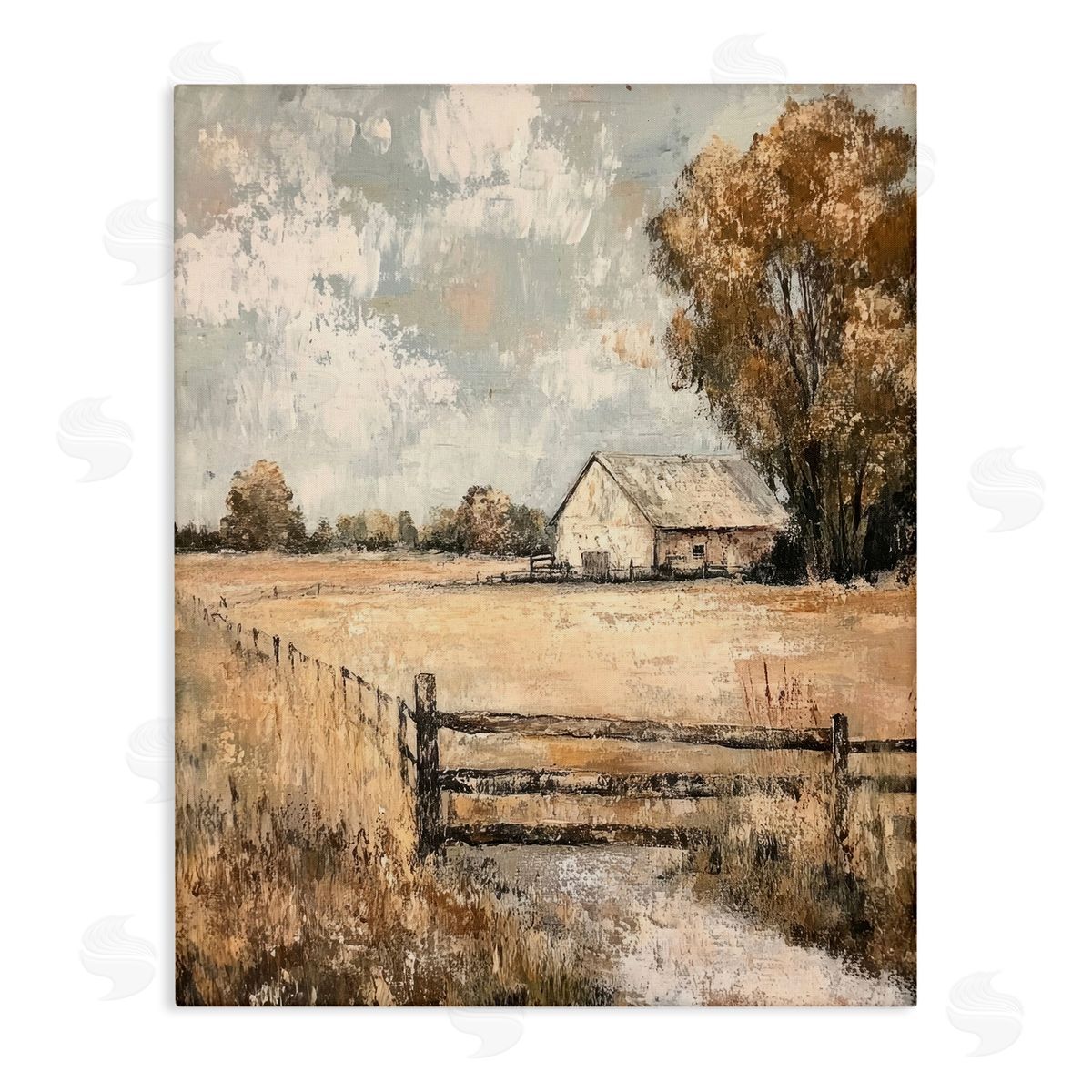 Fenced In Farm View Canvas Wall Art, Home Decor by Petal Prints Design