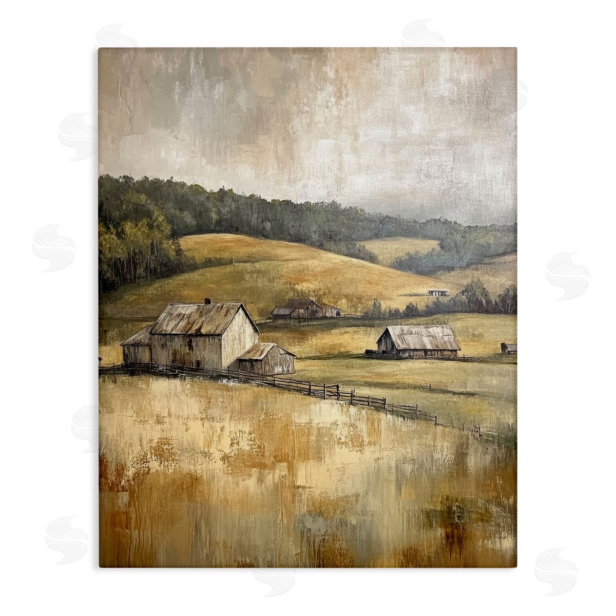 Rustic Farmland & Rolling Hills Canvas Wall Art, Home Decor by Petal Prints Design