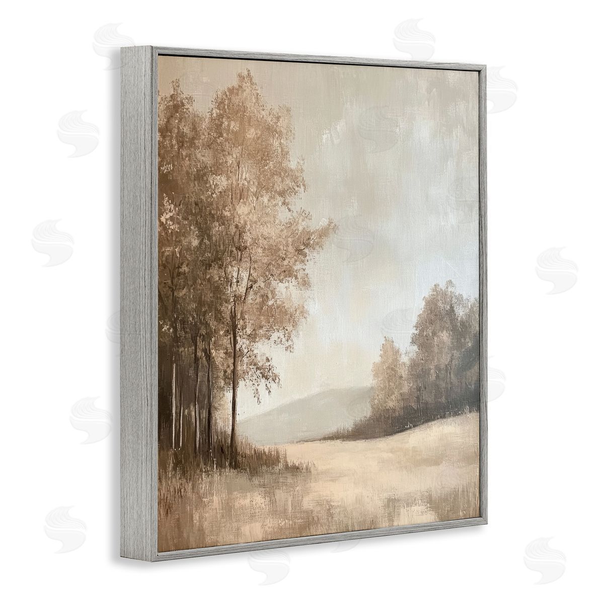 Country Nature in Winter Grey Frame Print Wall Art, Home Decor by Petal Prints Design