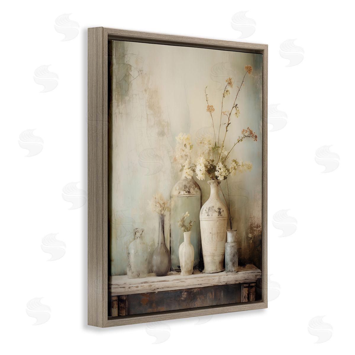 Faded Floral Beauty Still Life Brown Floating Frame Canvas Wall Art, Home Decor by Arlington Prints