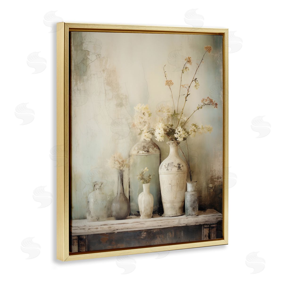 Faded Floral Beauty Still Life Gold Floating Frame Canvas Wall Art, Home Decor by Arlington Prints