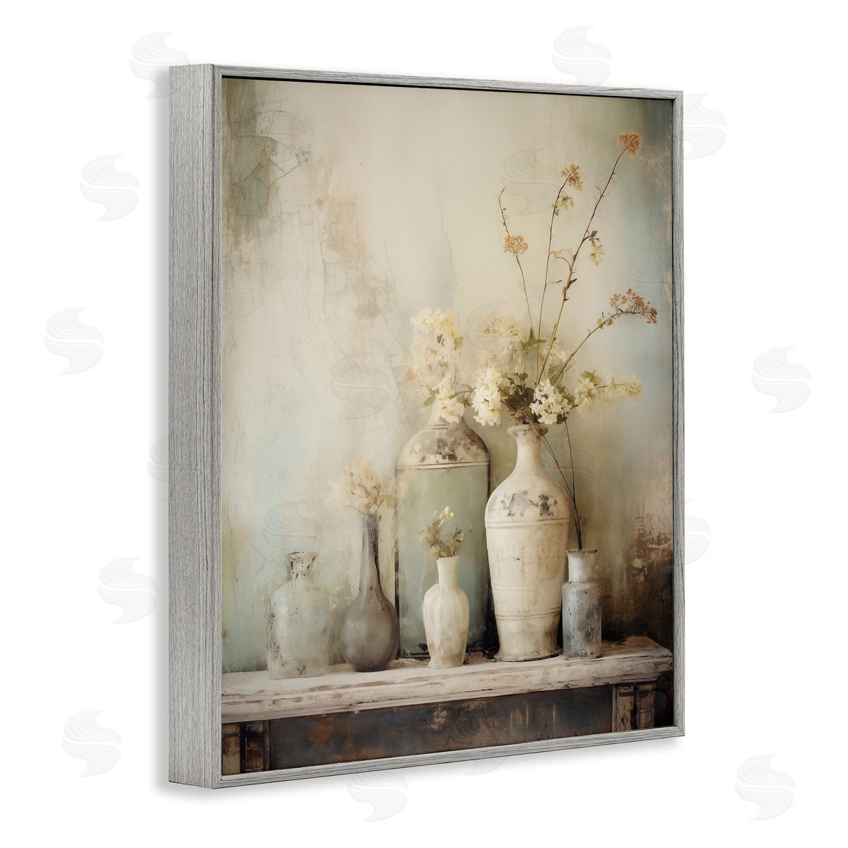 Faded Floral Beauty Still Life Grey Frame Print Wall Art, Home Decor by Arlington Prints
