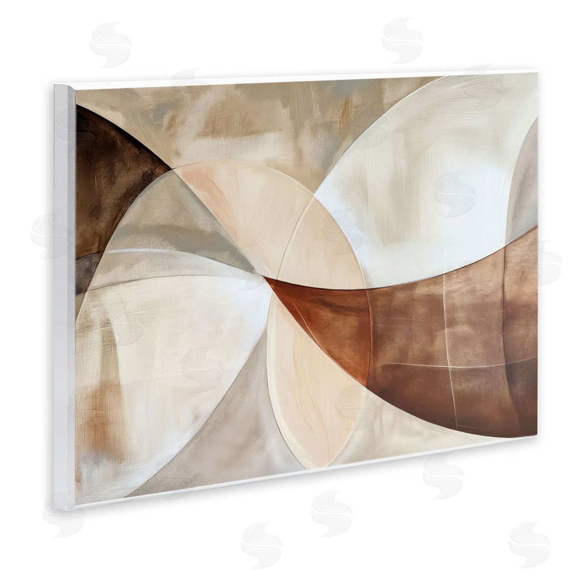 Curved Neutral Tones Abstraction Wood Plaque Wall Art, Home Decor by LSR Creative Studio