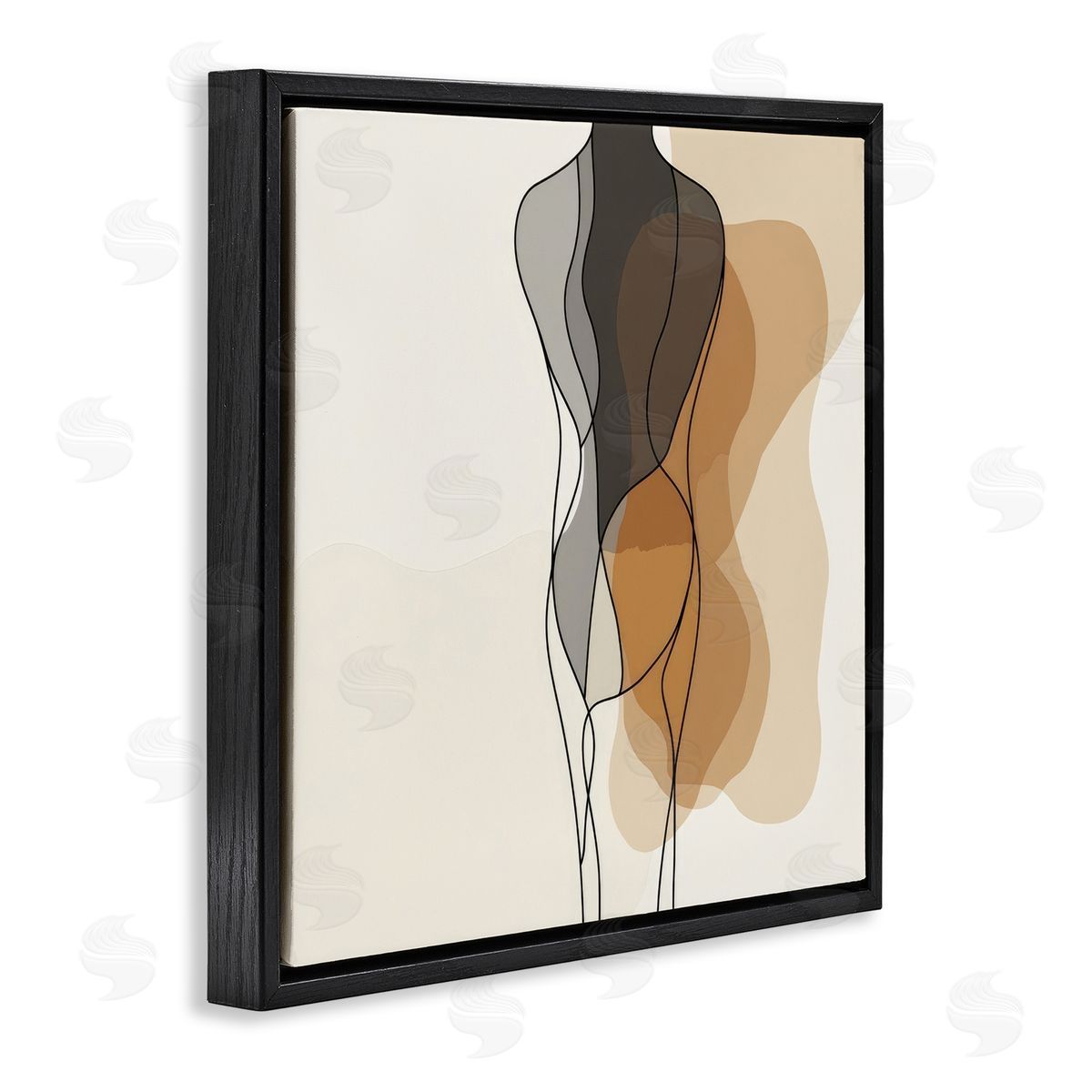 Earthy Neutrals Pattern Black Floating Frame Canvas Wall Art, Home Decor by LSR Creative Studio