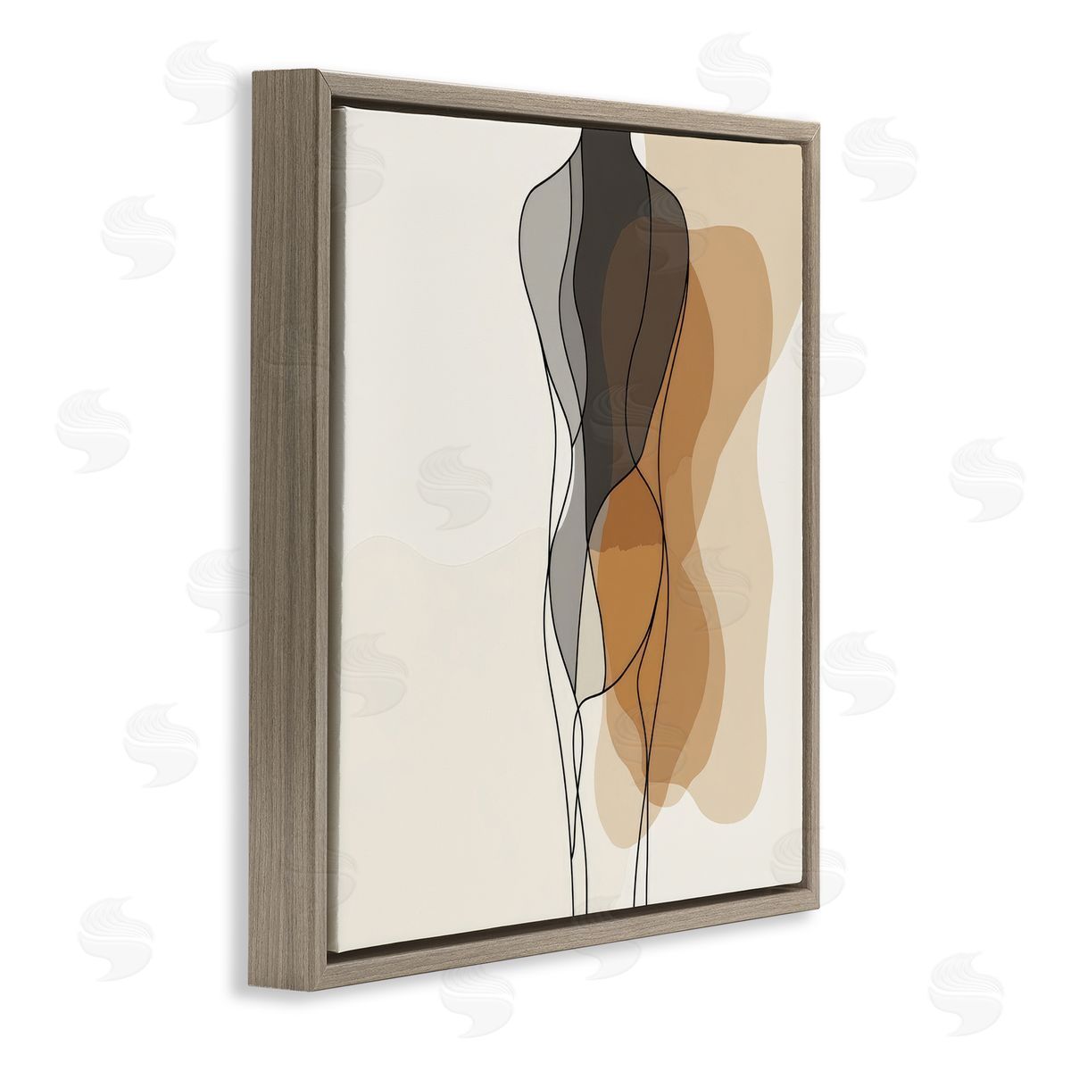 Earthy Neutrals Pattern Brown Floating Frame Canvas Wall Art, Home Decor by LSR Creative Studio