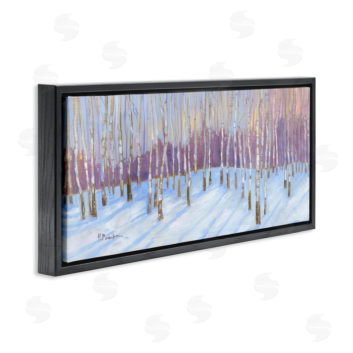 Niveous Birch Tree Grove Black Floating Frame Canvas Wall Art, Home Decor by Paul Brent