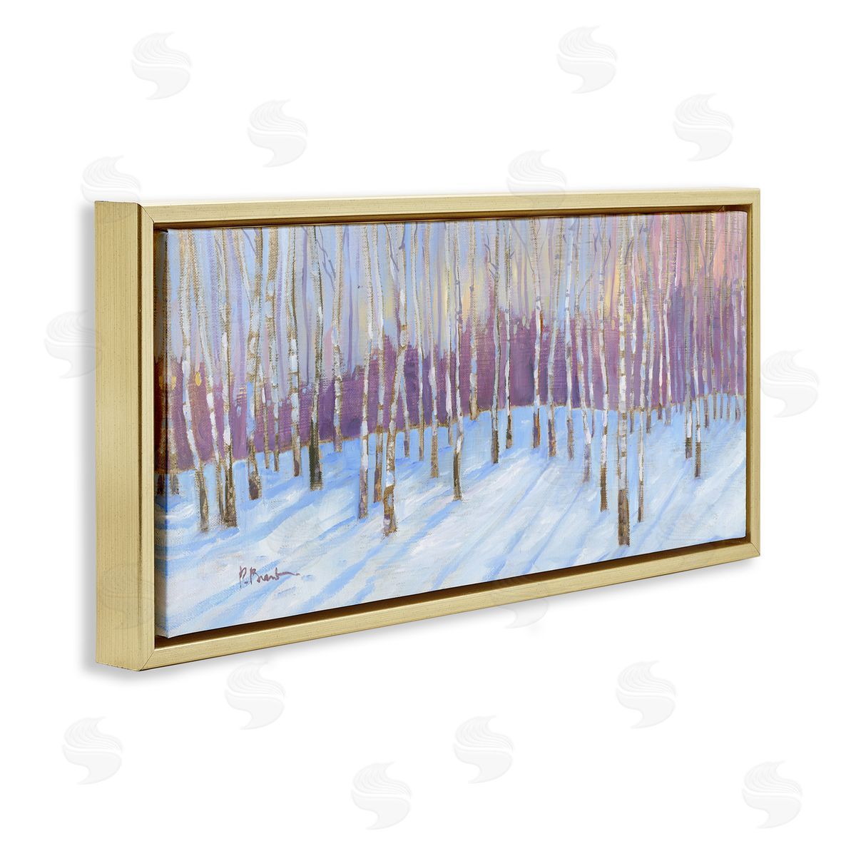 Niveous Birch Tree Grove Gold Floating Frame Canvas Wall Art, Home Decor by Paul Brent