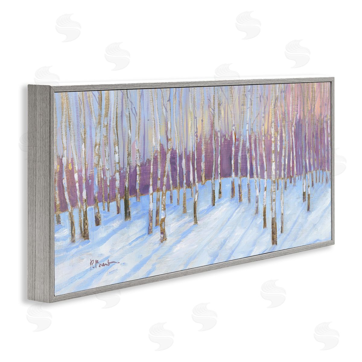 Niveous Birch Tree Grove Grey Frame Print Wall Art, Home Decor by Paul Brent