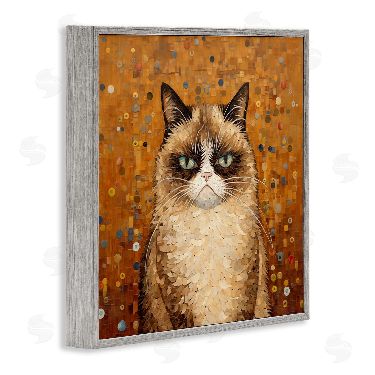 Grouchy Cat in Classic Style Grey Frame Print Wall Art, Home Decor by Arlington Prints