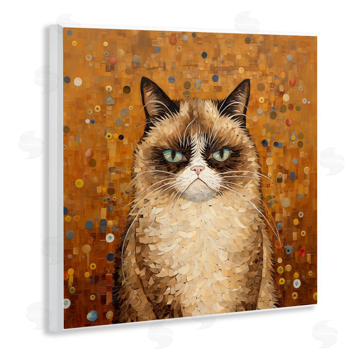 Grouchy Cat in Classic Style Wood Plaque Wall Art, Home Decor by Arlington Prints
