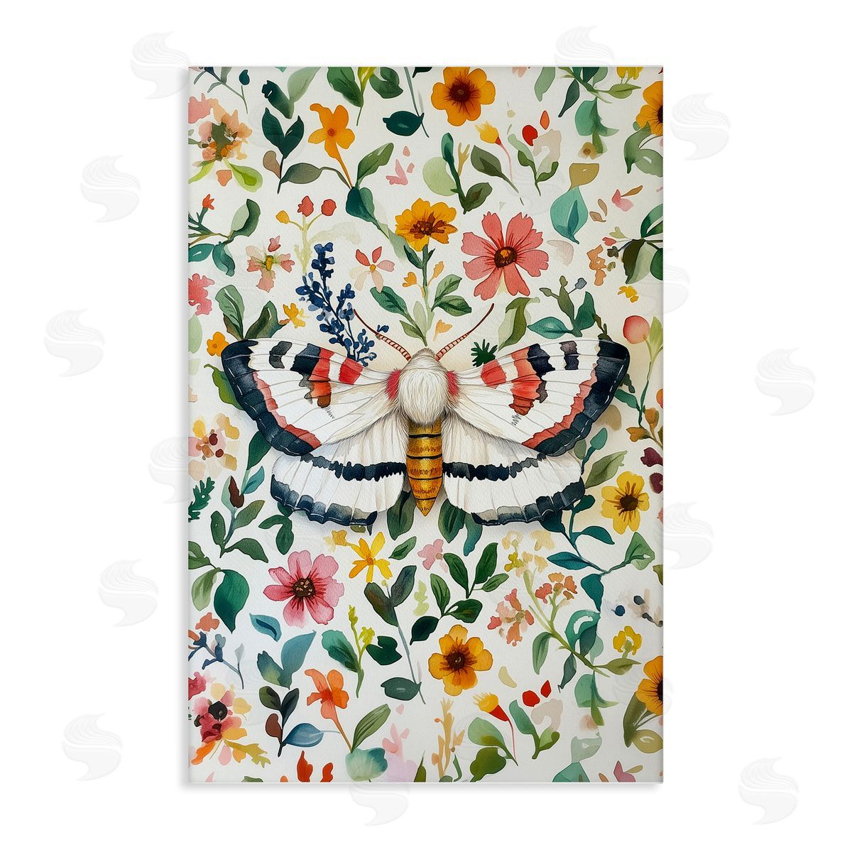 Butterfly & Bright Flowers Canvas Wall Art, Home Decor by The Dutch Lady