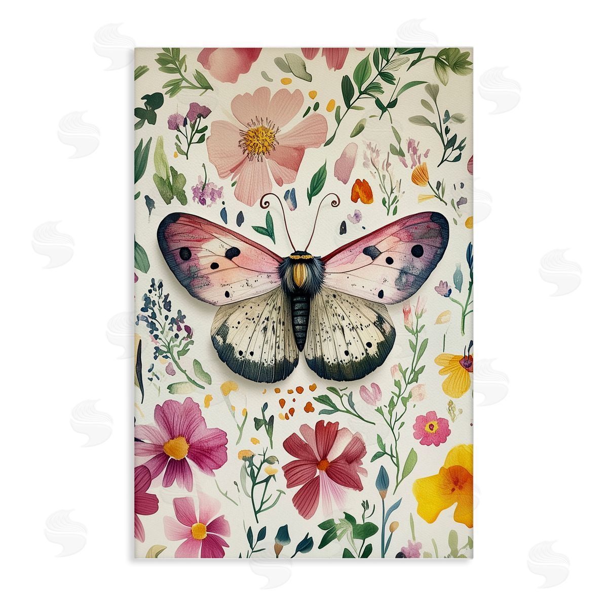 Botanical Butterfly & Herbs Canvas Wall Art, Home Decor by The Dutch Lady