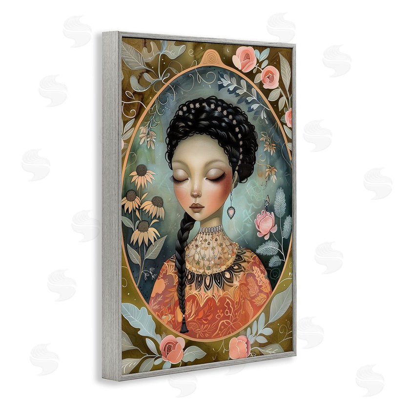 The Dutch Lady | Floral Edged Portrait of Woman