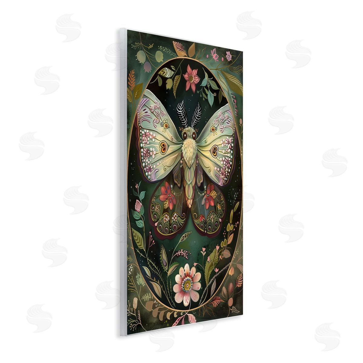 Green Toned Victorian Moth Wood Plaque Wall Art, Home Decor by The Dutch Lady