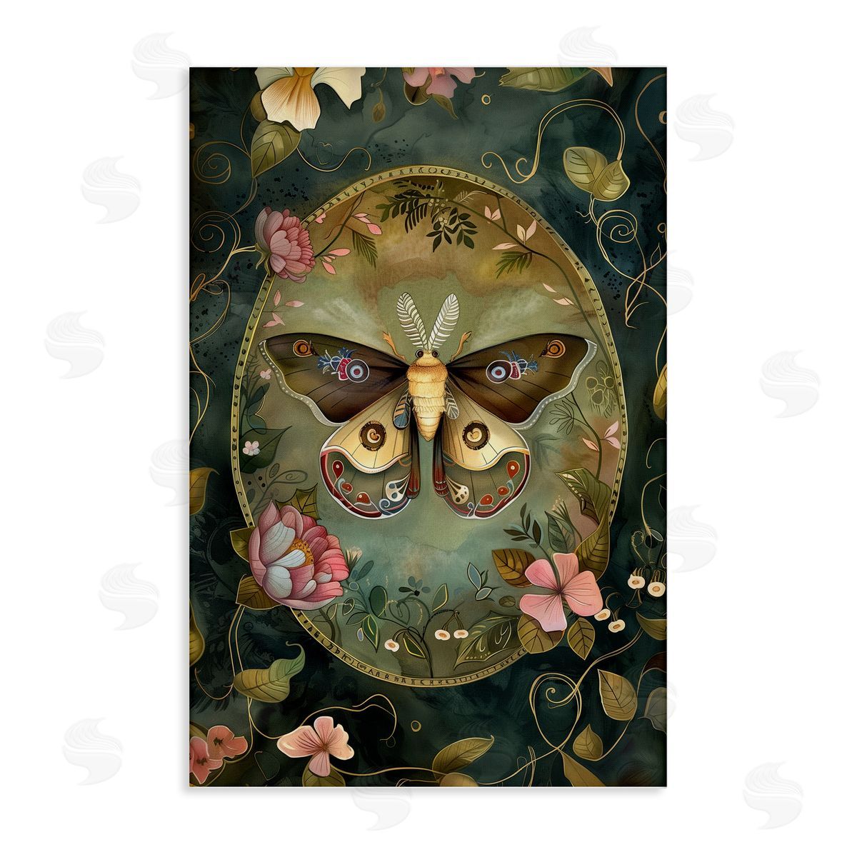 Ornate Victorian Moth Canvas Wall Art, Home Decor by The Dutch Lady