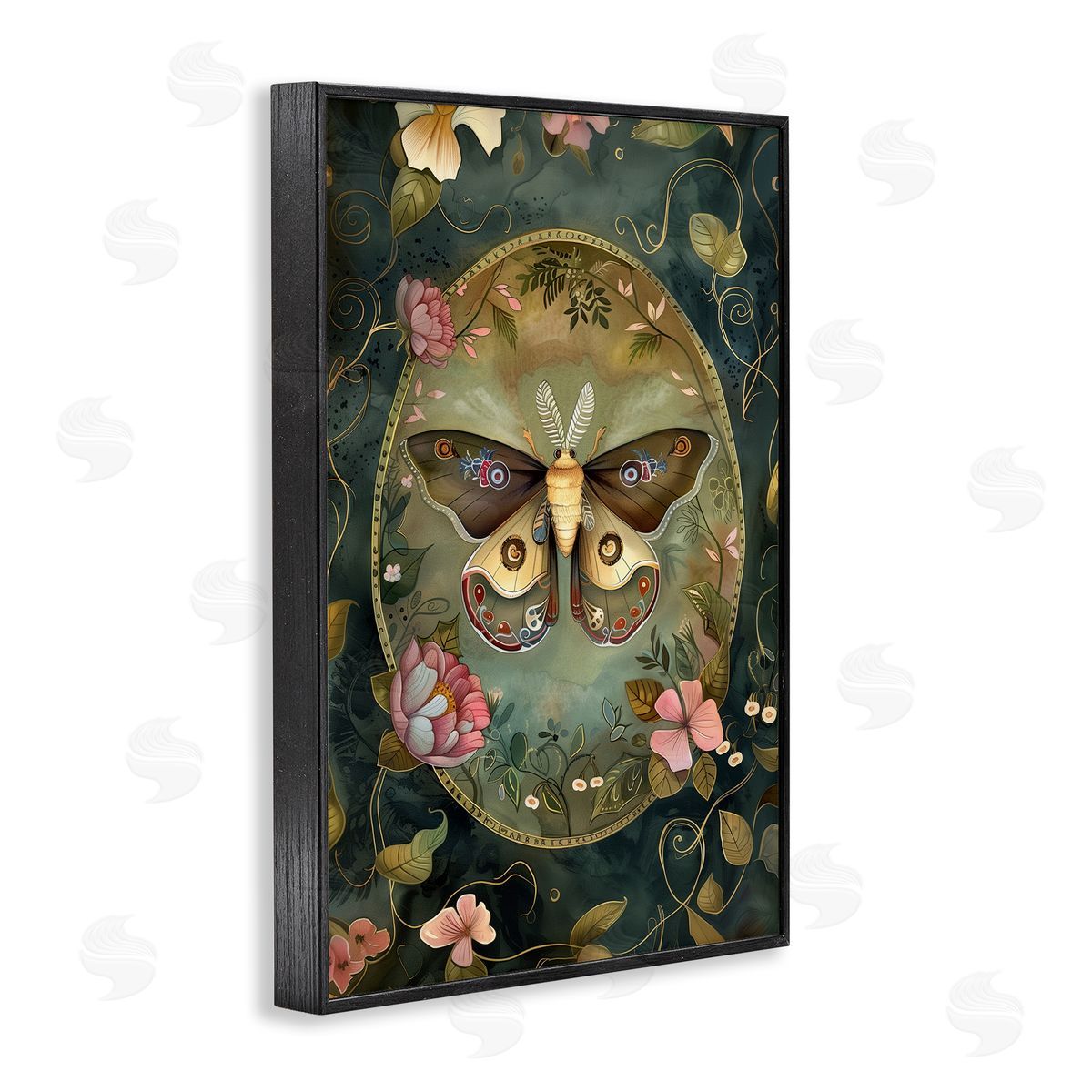 Ornate Victorian Moth Black Frame Print Wall Art, Home Decor by The Dutch Lady