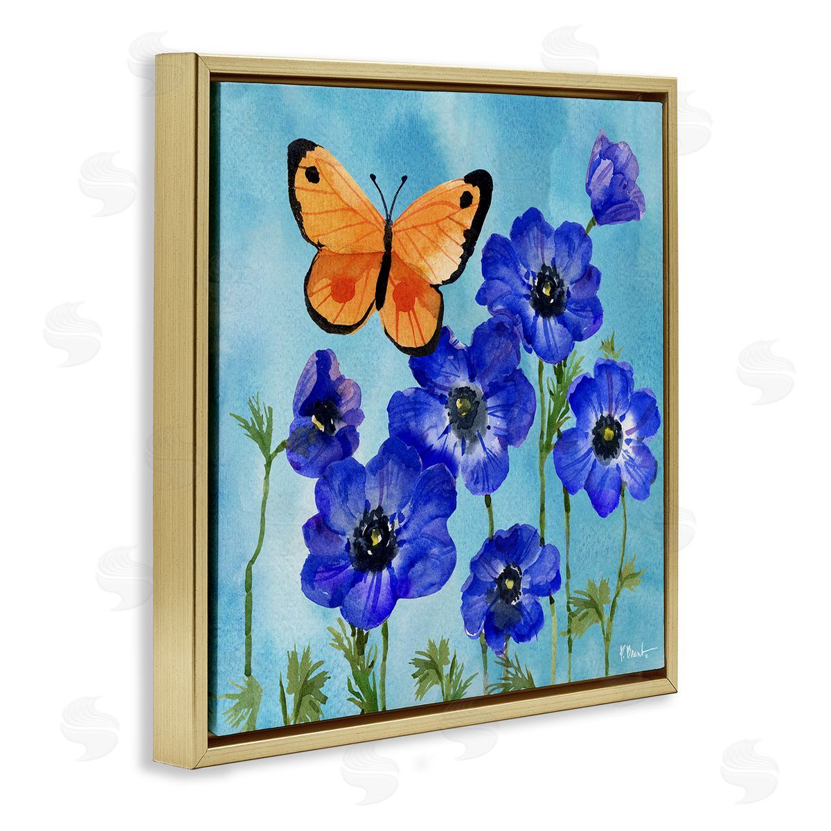 Poetic Monarch Butterfly Gold Floating Frame Canvas Wall Art, Home Decor by Paul Brent