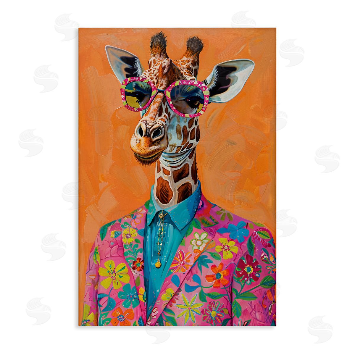 Bright & Trendy Giraffe in Suit Canvas Wall Art, Home Decor by LSR Design Studio