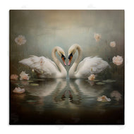 Arlington Prints | Romantic Swans in Floral Pond