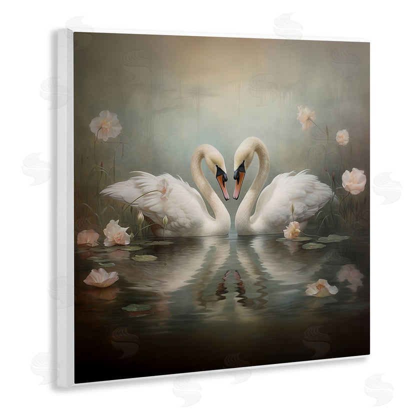 Arlington Prints | Romantic Swans in Floral Pond