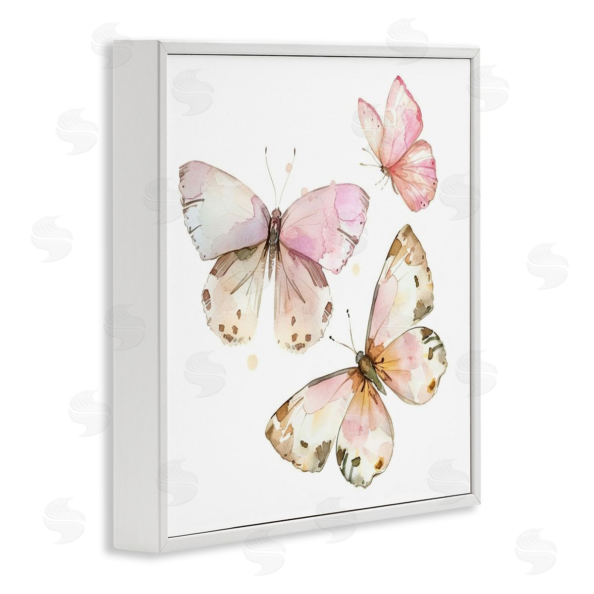 Soft Watercolor Butterfly Trio White Frame Print Wall Art, Home Decor by LSR Creative Studio