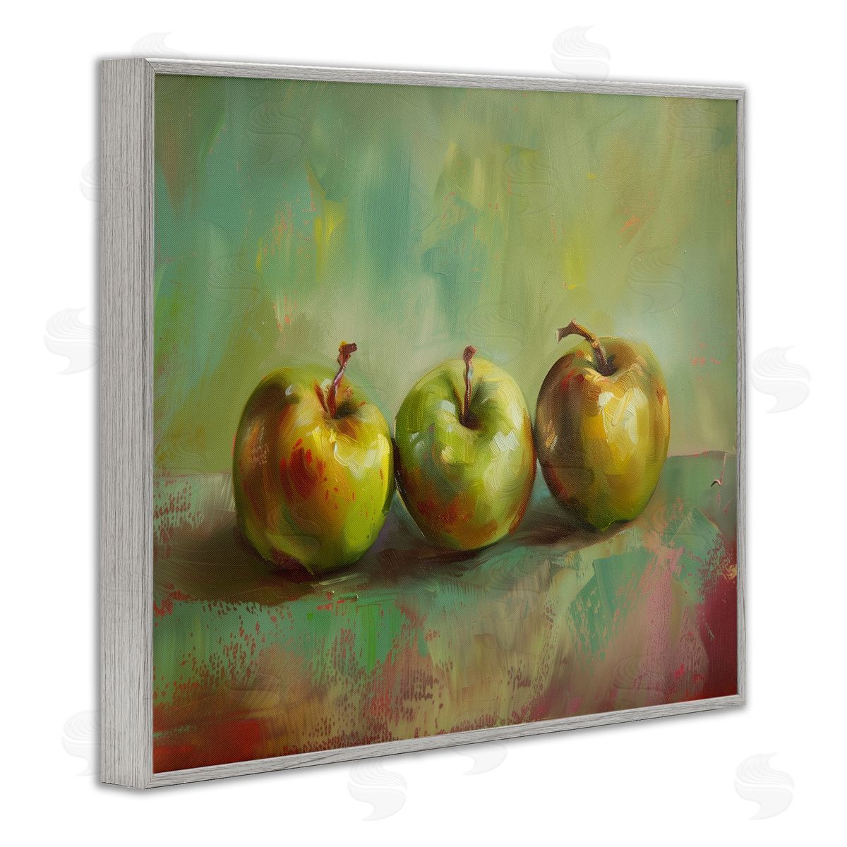 Traditional Apple Trio Still Life Grey Frame Print Wall Art, Home Decor by Arlington Prints