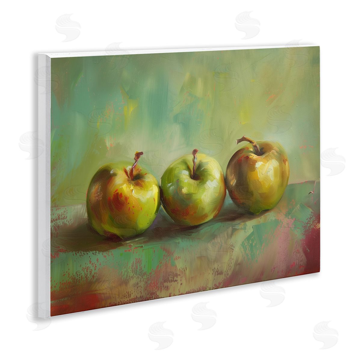 Traditional Apple Trio Still Life Wood Plaque Wall Art, Home Decor by Arlington Prints