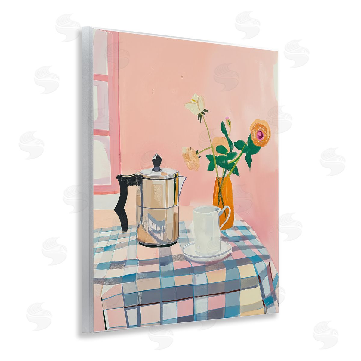 Pink Retro Kitchen Table Wood Plaque Wall Art, Home Decor by Arlington Prints