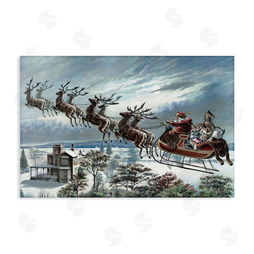 Arlington Prints | Santa's Sleigh over Town