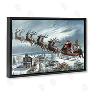 Arlington Prints | Santa's Sleigh over Town