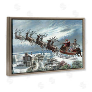 Arlington Prints | Santa's Sleigh over Town