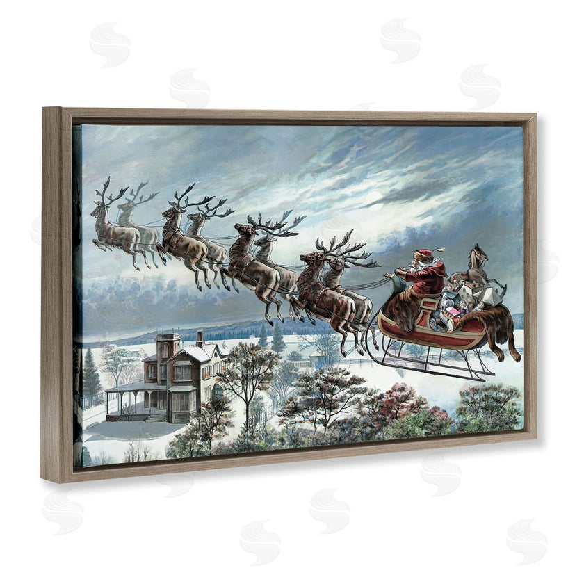 Arlington Prints | Santa's Sleigh over Town
