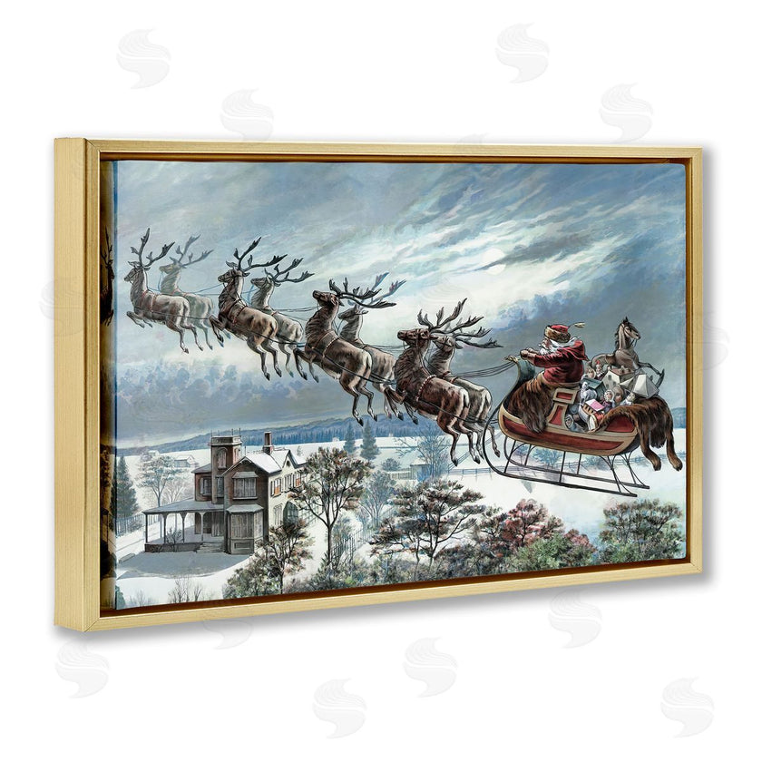 Arlington Prints | Santa's Sleigh over Town