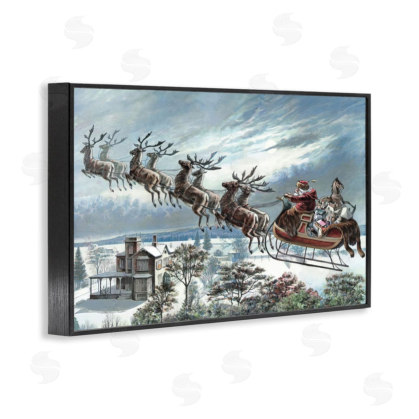 Arlington Prints | Santa's Sleigh over Town