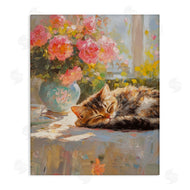 Nini Art | Sleeping Kitten & Flower Vase