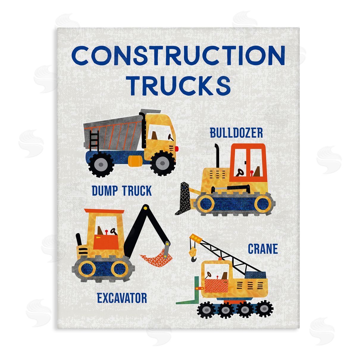 Educational Construction Trucks Canvas Wall Art, Home Decor by Conrad Knutsen