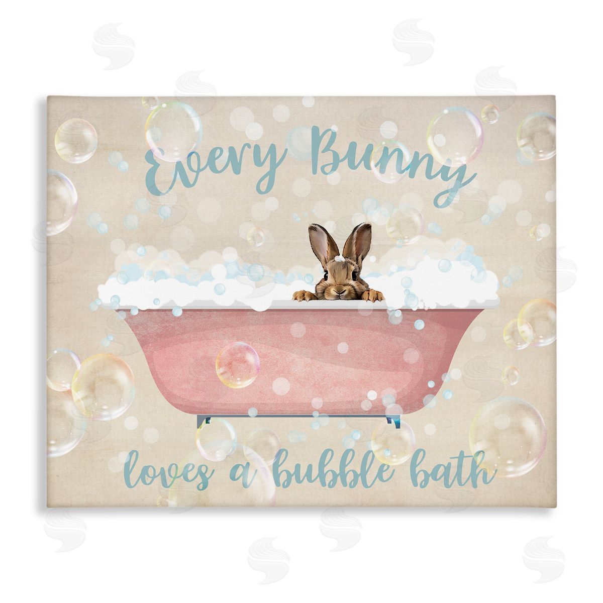 Every Bunny Loves Baths Canvas Wall Art, Home Decor by Susan Arnot