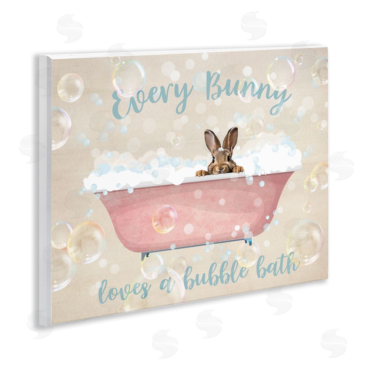 Every Bunny Loves Baths Wood Plaque Wall Art, Home Decor by Susan Arnot