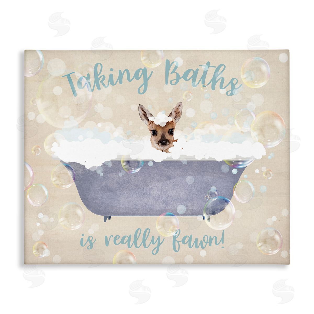 Taking Baths Is Fawn Canvas Wall Art, Home Decor by Susan Arnot