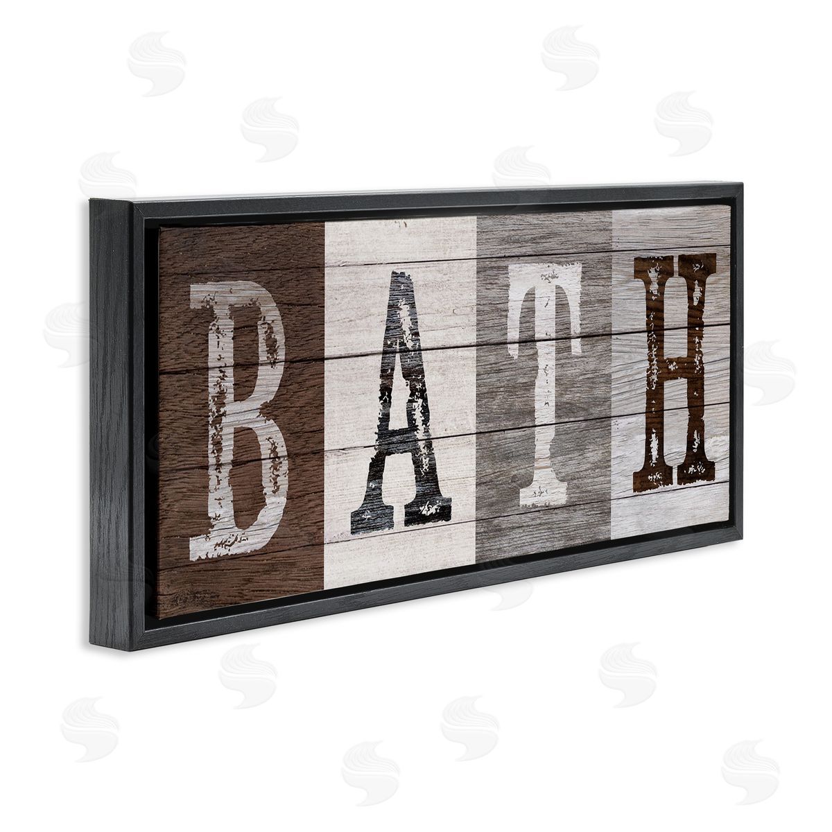 Rustic Bath Letters Black Floating Frame Canvas Wall Art, Home Decor by Susan Arnot