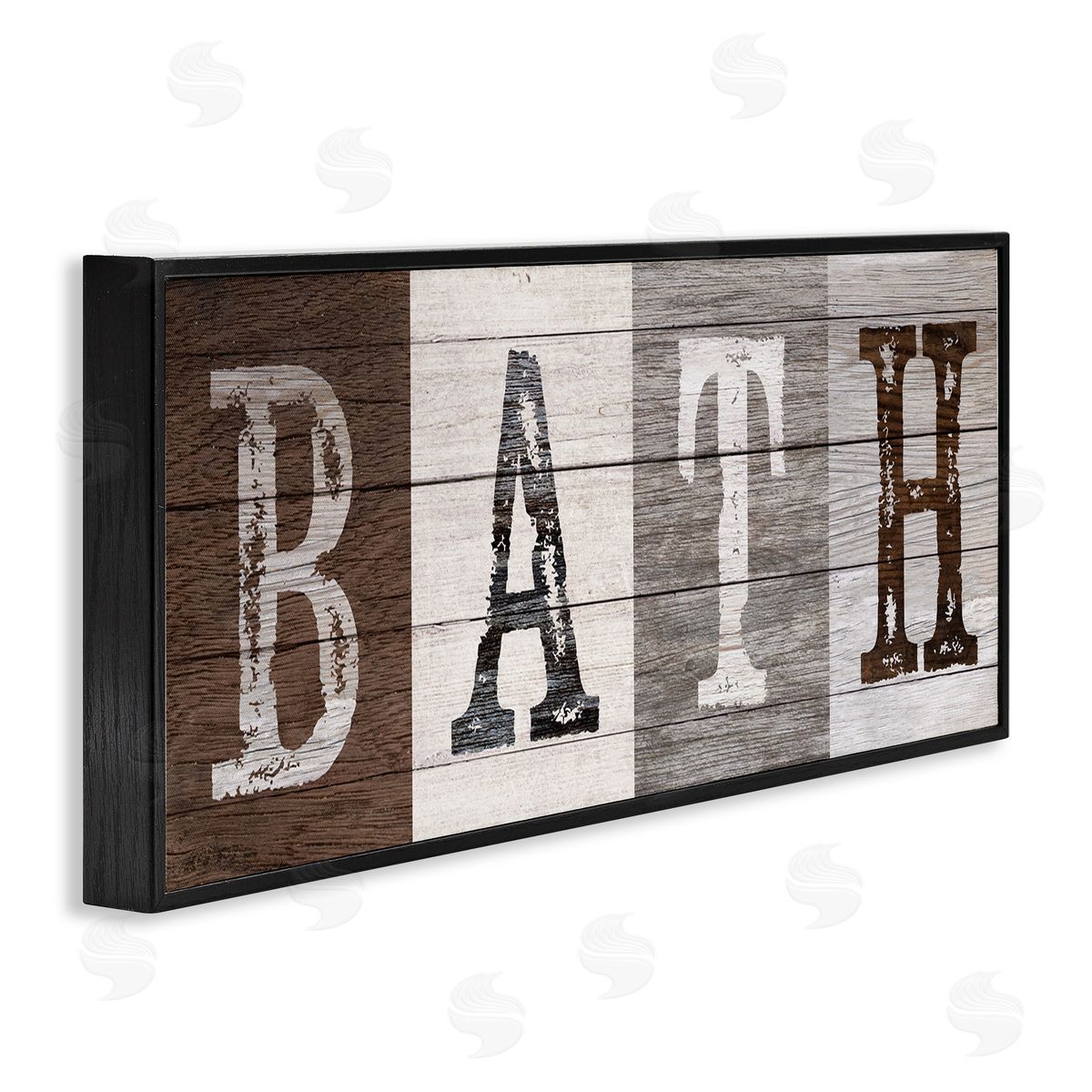 Rustic Bath Letters Black Frame Print Wall Art, Home Decor by Susan Arnot