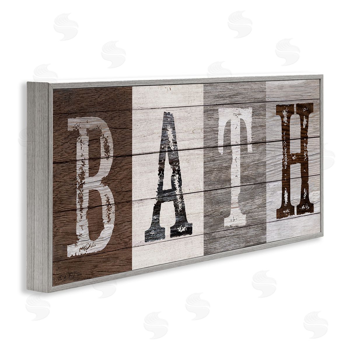 Rustic Bath Letters Grey Frame Print Wall Art, Home Decor by Susan Arnot