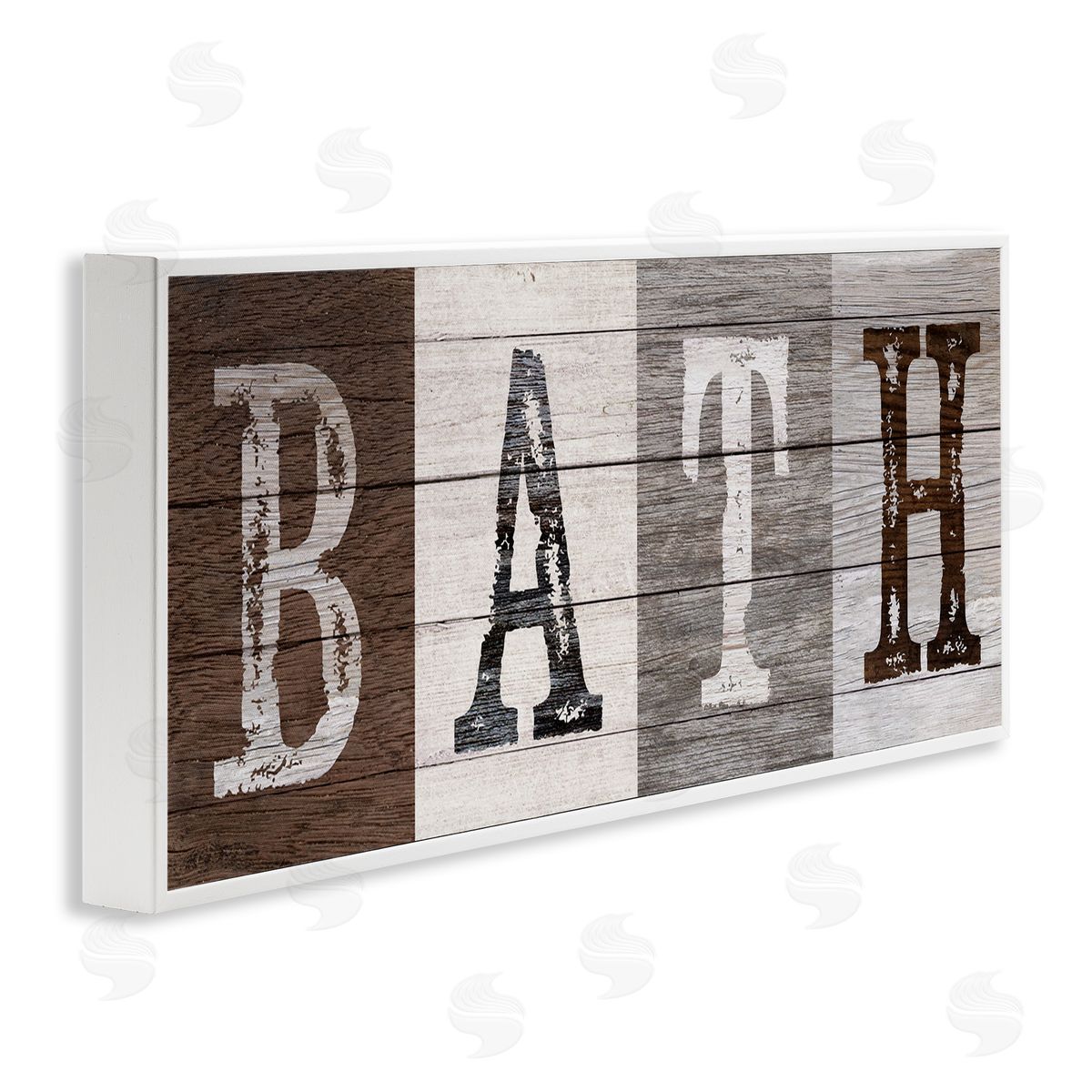 Rustic Bath Letters White Frame Print Wall Art, Home Decor by Susan Arnot